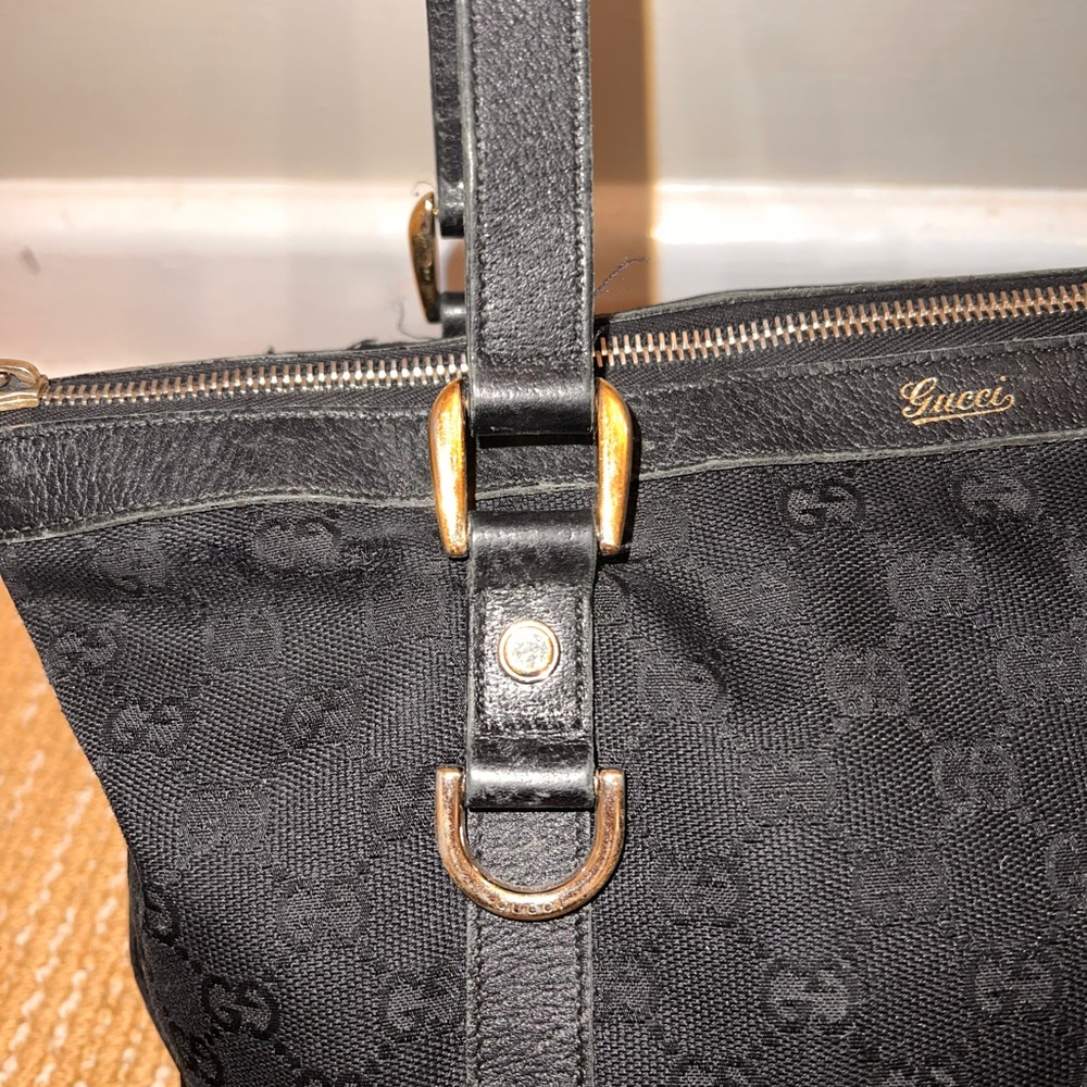 Vintage Gucci Black Jolicoeur Monogrammed Handbag Tote Bag - Picture 4 of 13